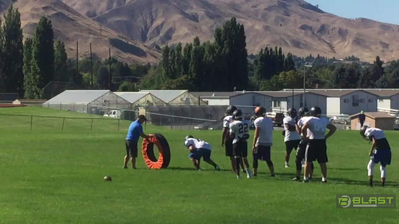 Coach W drilling the lawn mower tackle — that last chance dive to save a TD. Got to work on all the details!